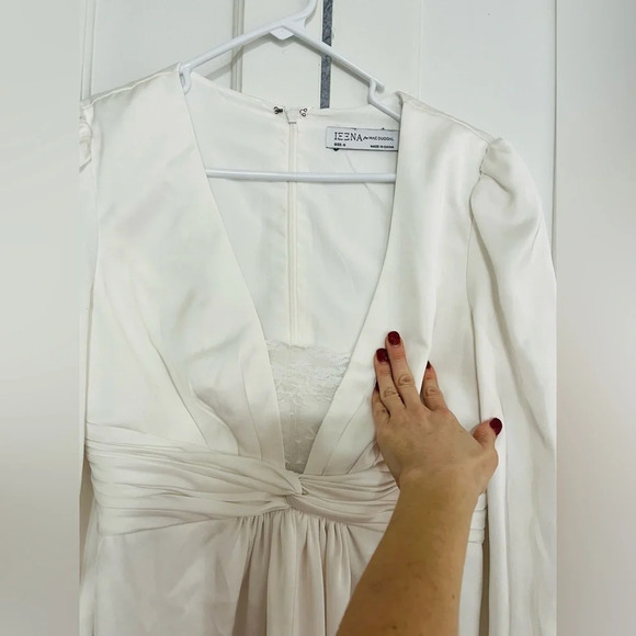 Ieena for Mac Duggal - A2647 Plunging V Neckline Long Sleeve Jumpsuit - Picture 4 of 7